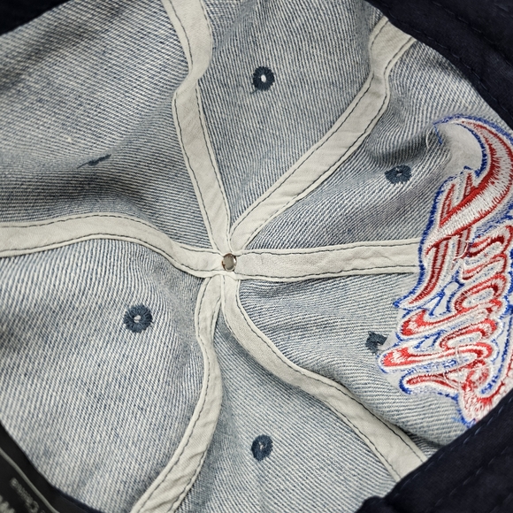 Vintage The World's Greatest Hamburgers FUDDRUCKERS Strapback Denim Hat Cap - Picture 9 of 10